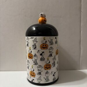 PEANUTS GANG GREAT PUMPKIN CANISTER SNOOPY WOODSTOCK HALLOWEEN COOKIE JAR